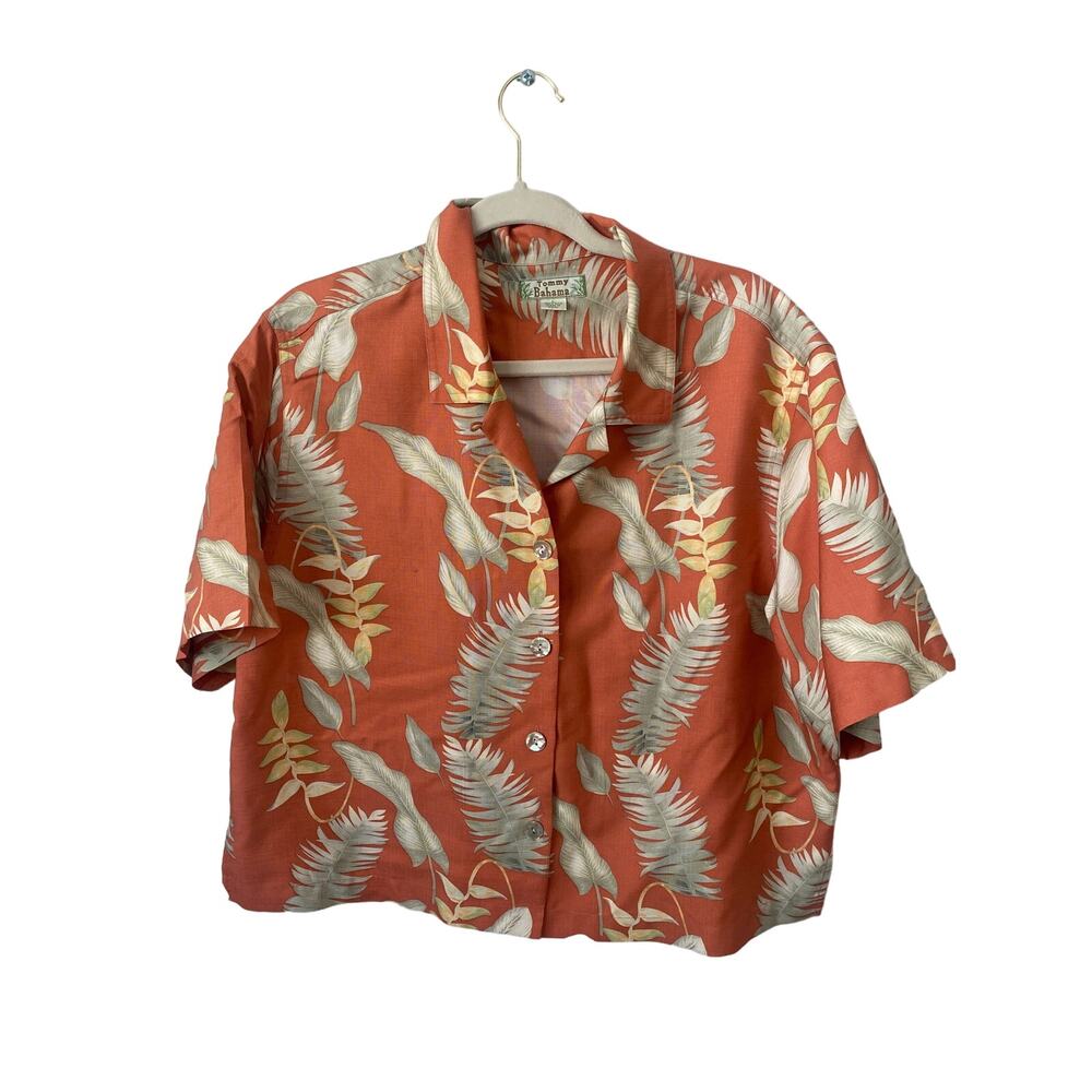 Tommy Bahama Coral Tropical Leaf Camp Shirt